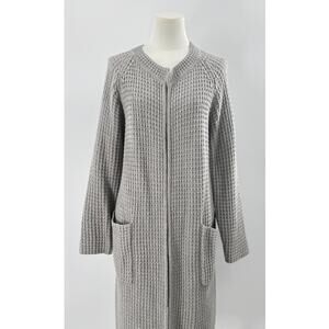 Madewell Gray Waffle Sweater Coat Knit Long Cardigan Cotton Sweater Duster  M